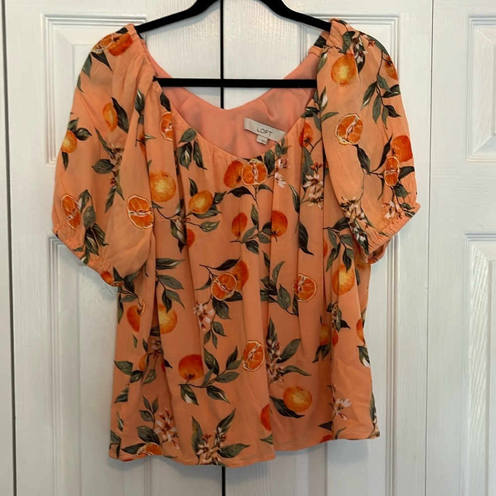 NWOT LOFT orange print top